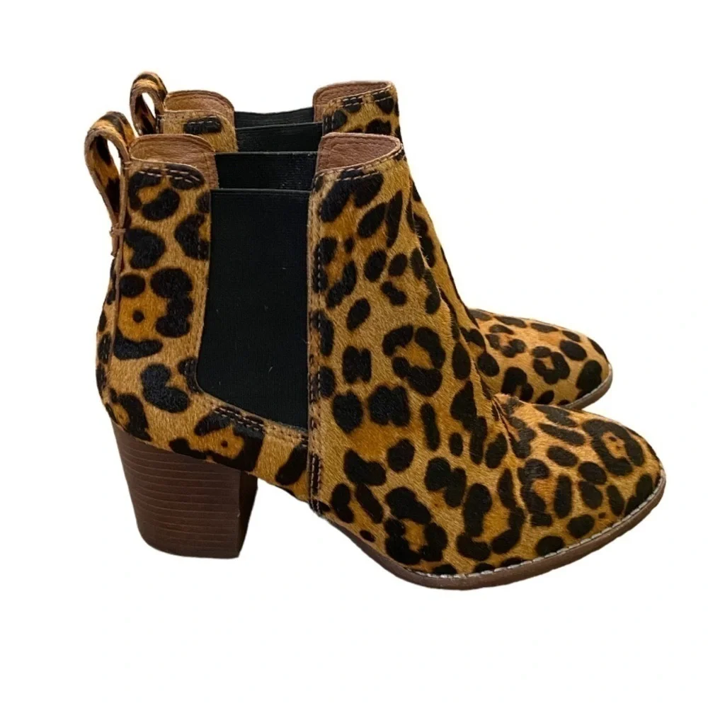 Madewell the Regan leopard print calf hair ankle boots